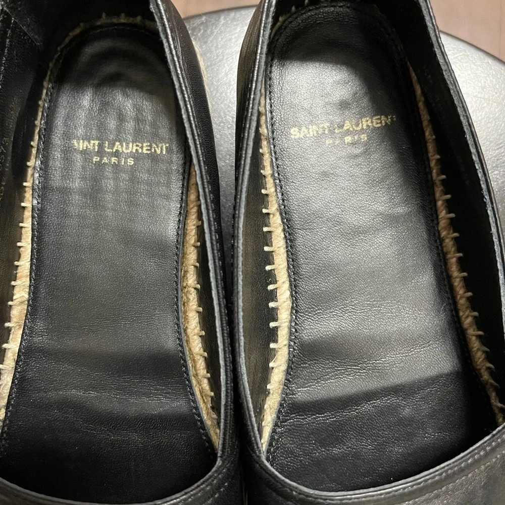 YSL Logo Leather Espadrilles Black - Picture 10 of 10